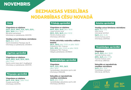 Bezmaksas veselības nodarbības Cēsu novadā